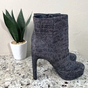 GUESS Womens Silver Metallic Shimmer Platform Stiletto Ankle Boots Size 9M‎